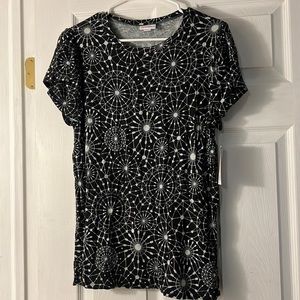 New NWT LuLaRoe Olive T Black and White Starburst Tee Shirt Size M